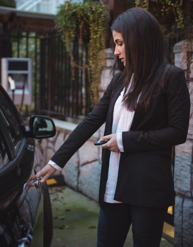 unlocking car parked